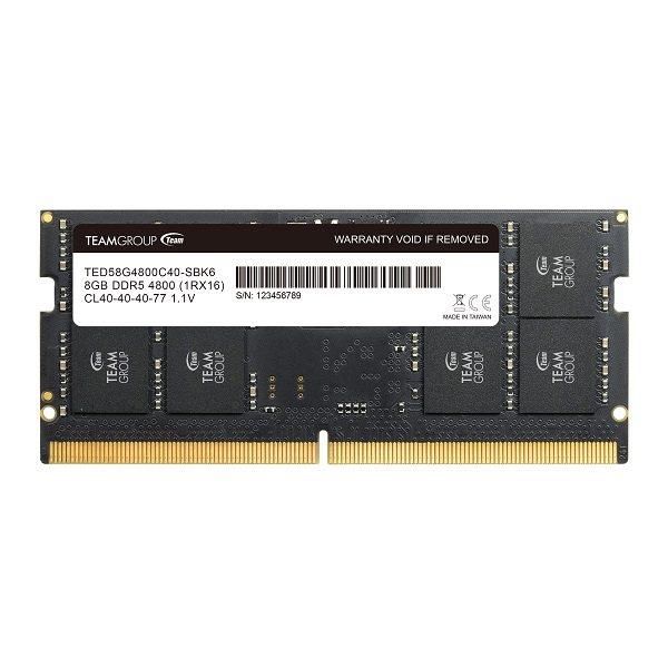 رم لپ تاپ DDR5 تک کاناله 4800 مگاهرتز CL40 تیم گروپ مدل ELITE ظرفیت 8 گیگابایت